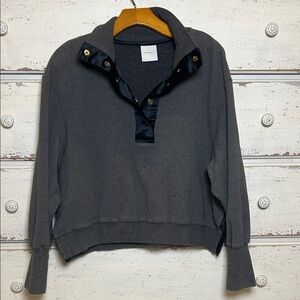 Varley Huston Rib Piqué Sweatshirt Slate Gray Women’s Large Cropped Pullover
